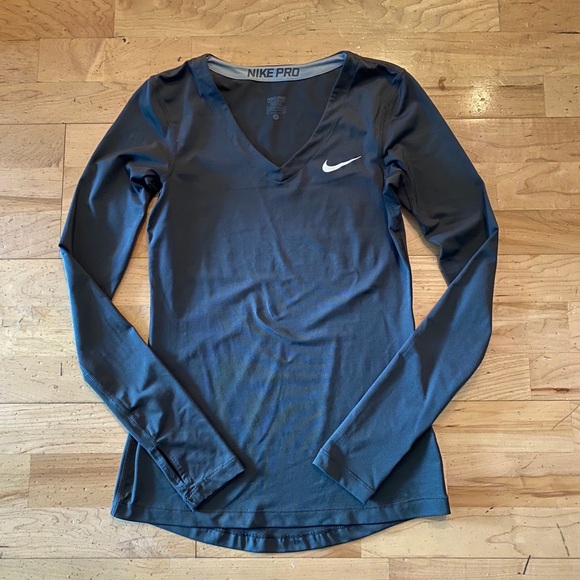 Nike Pro Women's Long-Sleeve Top Dark Grey Small - Picture 1 of 2